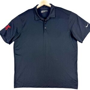 Nike Golf Polo Shirt Mens XL‎ Black Dri-Fit Fireball Whisky Bartender Golf Party